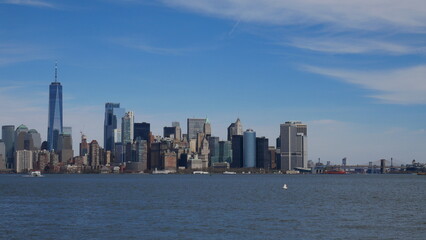 Obraz premium Manhattan skyline, New York City, NYC, horizon, gratte-ciel, architecture, ville, urbain, métropole, États-Unis, Amérique, Big Apple, Empire State Building, One World Trade Center, Freedom Tower, Chry