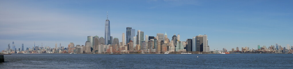 Obraz premium Manhattan skyline, New York City, NYC, horizon, gratte-ciel, architecture, ville, urbain, métropole, États-Unis, Amérique, Big Apple, Empire State Building, One World Trade Center, Freedom Tower, Chry