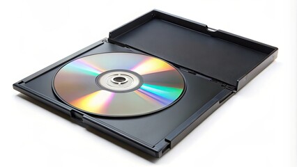 Optical disk in a sleek black case for data storage and backup, optical disk, case, storage, backup, technology, data, disc