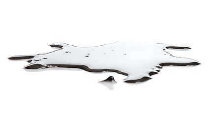 Obraz premium a puddle is presented, in a shiny reflective style on a white background.