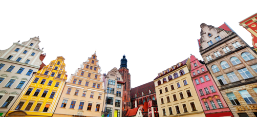 Skyline of Wroclaw, Poland old town isolated on transparent white png