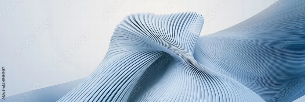 Poster abstract wind lines create a flowing and dynamic form in soft blue hues across a smooth surface. gen