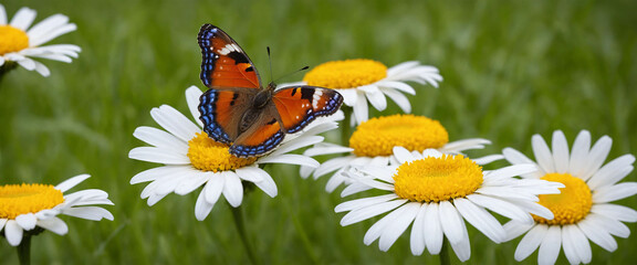 butterfly on daisy filed