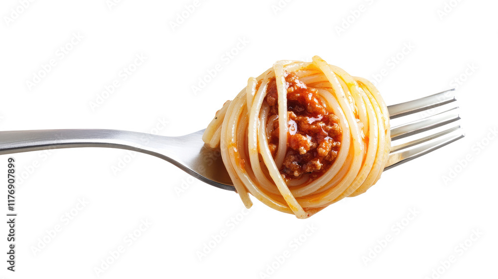 Poster spaghetti bolognese on a fork