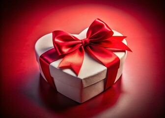 Obraz premium Heart-Shaped Gift Box on Red Background - Festive Holiday Present