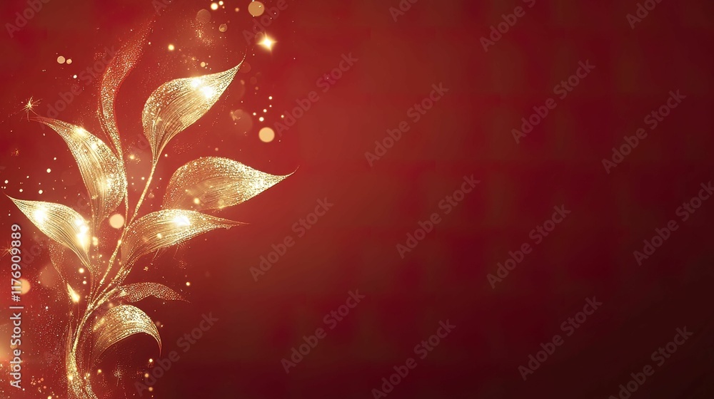 Poster glowing abstract design festive background digital red and gold vibrant atmosphere visual concept fo