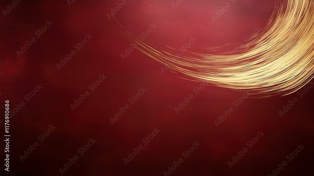 Poster elegant deep red and gold brushstroke abstract composition digital design minimalistic style artisti