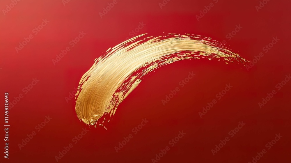 Poster dynamic brushstroke on deep red canvas minimalistic design abstract concept creative environment ene