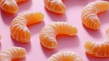 Juicy Mandarin Segments on Pink