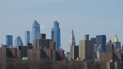 Obraz premium Manhattan skyline, New York City, NYC, horizon, gratte-ciel, architecture, ville, urbain, métropole, États-Unis, Amérique, Big Apple, Empire State Building, One World Trade Center, Freedom Tower, Chry