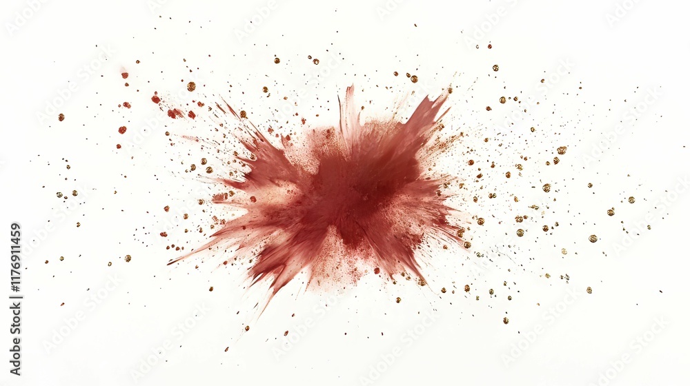 Poster dynamic abstract red and gold paint splatter studio digital artwork minimalist close-up contemporary