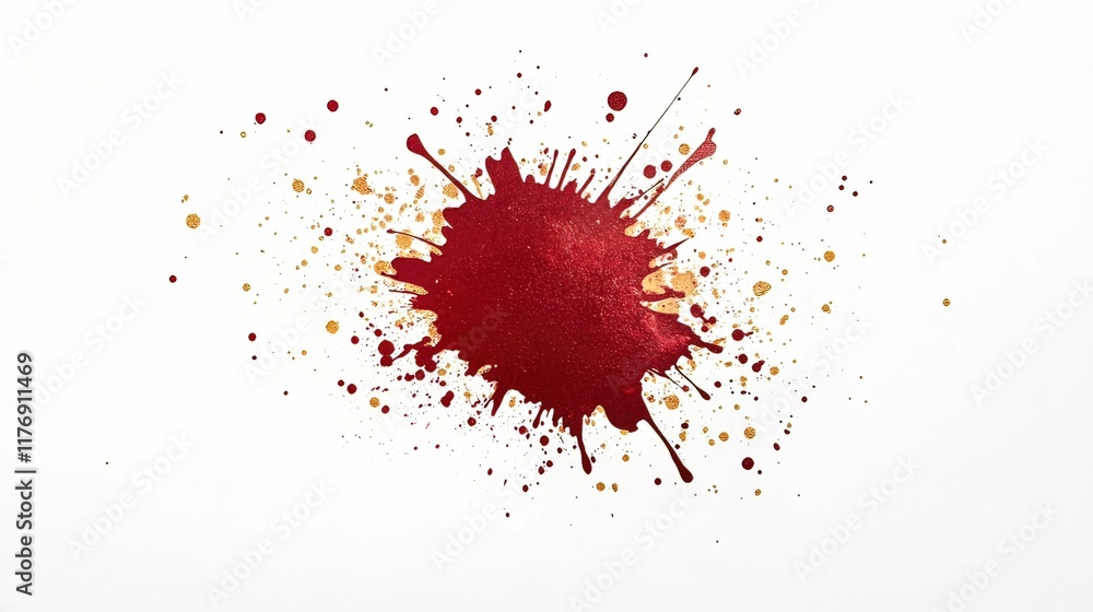 Poster abstract red and gold paint splatter event studio digital content creative environment close-up view