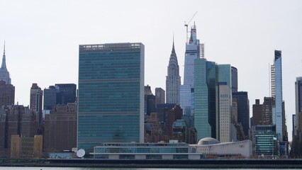 Obraz premium Manhattan skyline, New York City, NYC, horizon, gratte-ciel, architecture, ville, urbain, métropole, États-Unis, Amérique, Big Apple, Empire State Building, One World Trade Center, Freedom Tower, Chry