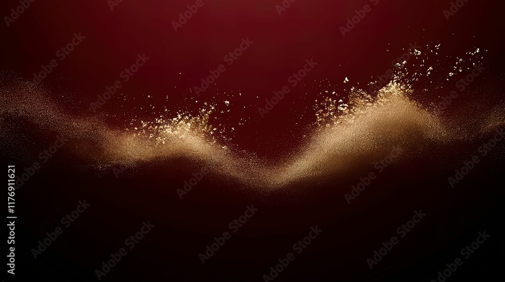 Aufkleber dynamic red gradient with metallic gold splash effect abstract digital design modern aesthetics bird
