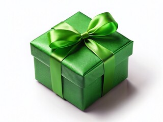 Fototapeta premium Isolated Green Gift Box, Cutout, Perfect for Holiday or Birthday Designs