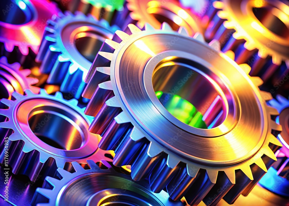 Poster lean manufacturing concept: efficient cogs interlocking for optimized production
