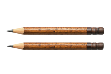 Unique wooden pencils on a white background ready for writing or drawing activities