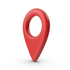 Red location pin 3d icon on white background