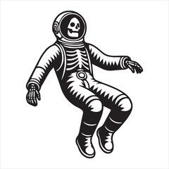 Fototapeta premium Astronaut skeleton illustration Vector, Spaceman Man skull clipart Design 