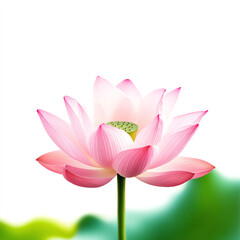 A stunning pink lotus flower with delicate petals, symbolizing beauty and tranquility in nature's serene landscape.