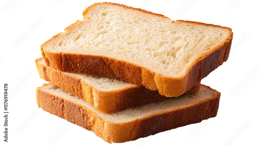 Poster simple stack of bread slices: a close-up shot of a stack of three slices of white bread, capturing t