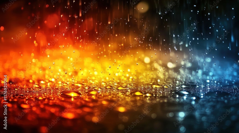 Poster colorful abstract background with raindrops on glass creating a vibrant and artistic display of wate