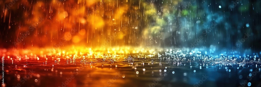 Aufkleber colorful abstract background with water drops and light rays reflected in a vibrant, tranquil settin