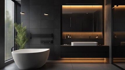Modern Dark Bathroom Design: Luxurious and Minimalist Interior