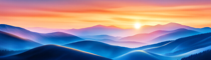Obraz premium A stunning view of rolling hills at sunset, showcasing vibrant colors and soft curves in the landscape. Perfect for nature lovers.