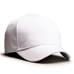 Fototapeta premium A stylish white baseball cap, perfect for casual wear or sports activities. Ideal for outdoor adventures and sunny days.