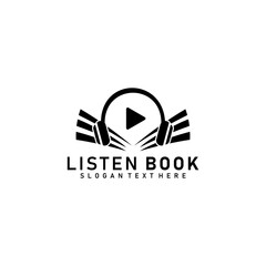 listen book logo design vector art