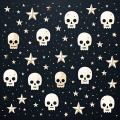 Dark Celestial Illustration with Halloween Skulls and Spooky Atmosphere