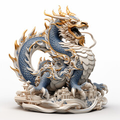Fototapeta premium Exquisite Ceramic Dragon Artwork with Vibrant Colors