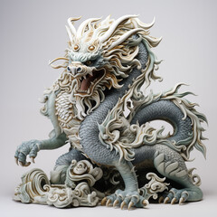 Fototapeta premium Handcrafted Ceramic Dragon Sculpture with Gorgeous Color Detailing