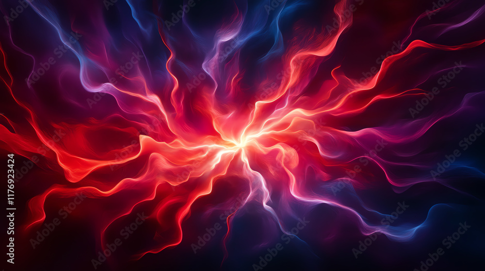 Poster a vibrant abstract design showcasing swirling red and blue light patterns, perfect for dynamic backg