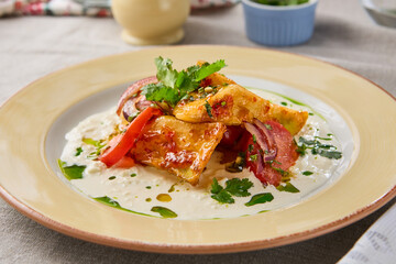 Crispy Eggplants in Sweet Chili Sauce A Culinary Delight Captured with Vivid Colors and Rich Contrast