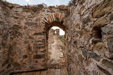 Narrow Passage and Stone Arches in Methoni Fortress