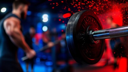 Fototapeta premium Gym Weightlifting Intense Workout Fitness Power Strength Training