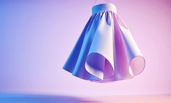 A floating pastel skirt against a soft gradient background, showcasing fashion design.