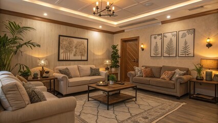 Inviting Living Room with Comfortable Furniture and Neutral Decor.