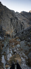 Exposure on a high mountain trail in the High Tatras.
