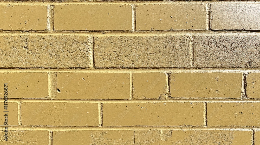 Poster detailed close-up of a smooth yellow brick wall with subtle textures and patterns highlighting the u