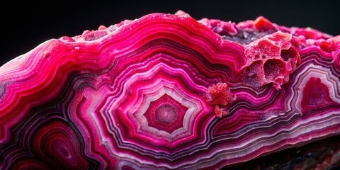Obraz premium Macro Photography: Vibrant Rhodochrosite Mineral Stone on Black Background