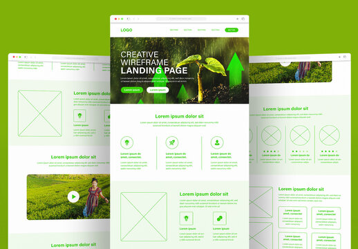 Minimalist Pro Landing Page Wireframe Template