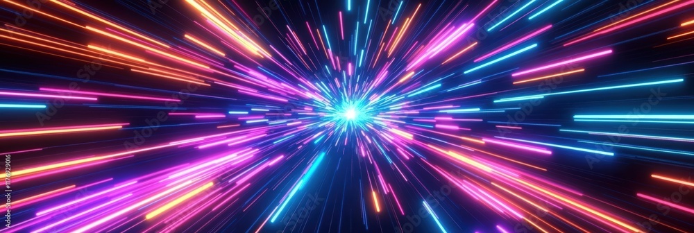 Aufkleber vibrant abstract 3d render of neon lights exploding in a colorful burst for creative designs and dig