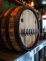 Wooden Barrel Craft Beer Alcohol beverage dispenser brewery