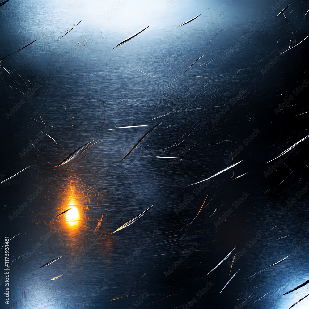 Poster abstract close-up of a textured metallic surface with streaks and reflections, creating a unique vis