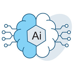 AI-Brain icon, Transforming Intelligence and Innovation, Exploring Brain-Inspired Artificial Intelligence Technologies, The Future of Intelligence with AI-Brain, vector