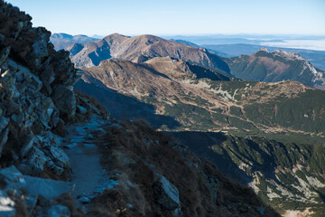 Obraz premium Mountain landscape of the High Tatras. Trip in the national park. 