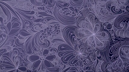 Intricate Purple Line Art Design with Floral Patterns